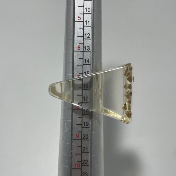 Sobral Clear Resin Block Ring Embedded Rhinestone Signed Statement Piece - Picture 5 of 5